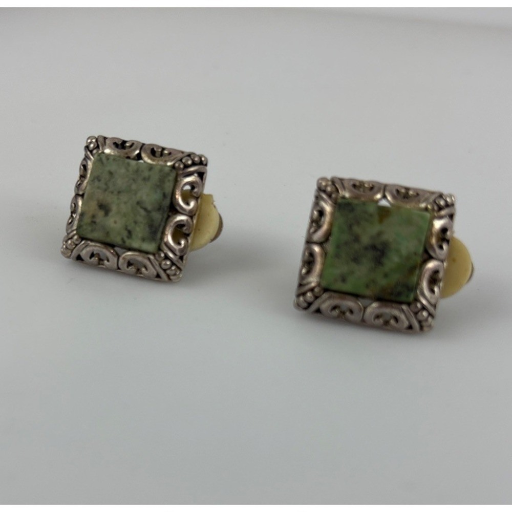 Earrings Clip 4 Sets Various Designs, Art Deco, Stone, Shell, Dangle Rhinestones - Picture 4 of 9